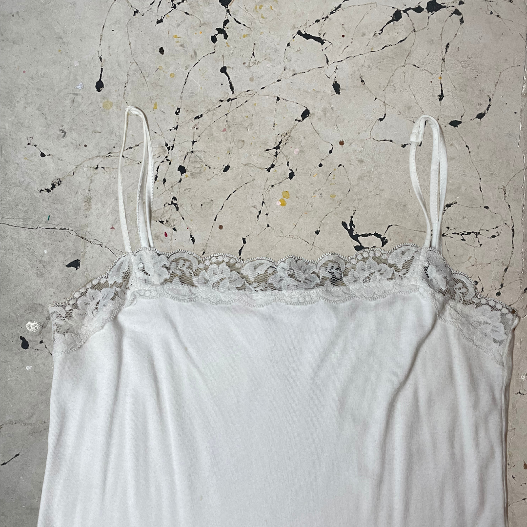 Vintage y2k White Cotton Lace Cami