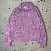 Vintage Pink Zip Up Knit Jumper