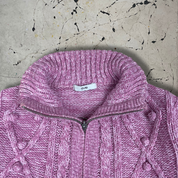 Vintage Pink Zip Up Knit Jumper