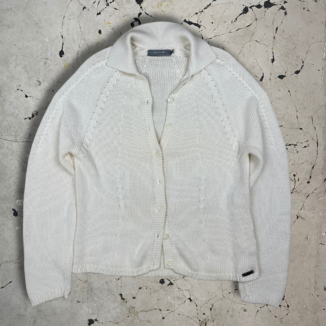 Vintage Cream Button Up Knit Jumper