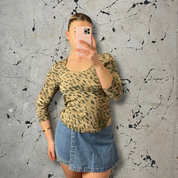 Y2K Animal Print Mesh Fitted Top