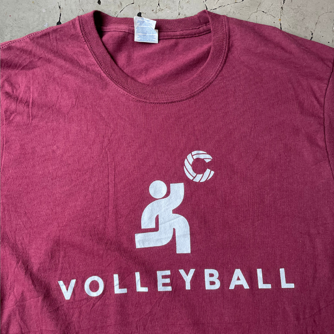 Vintage Volleyball Burgundy Single Stitch T-shirt