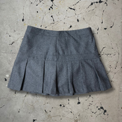 Vintage Warehouse Grey Faux Wool Pleated Mini Skirt