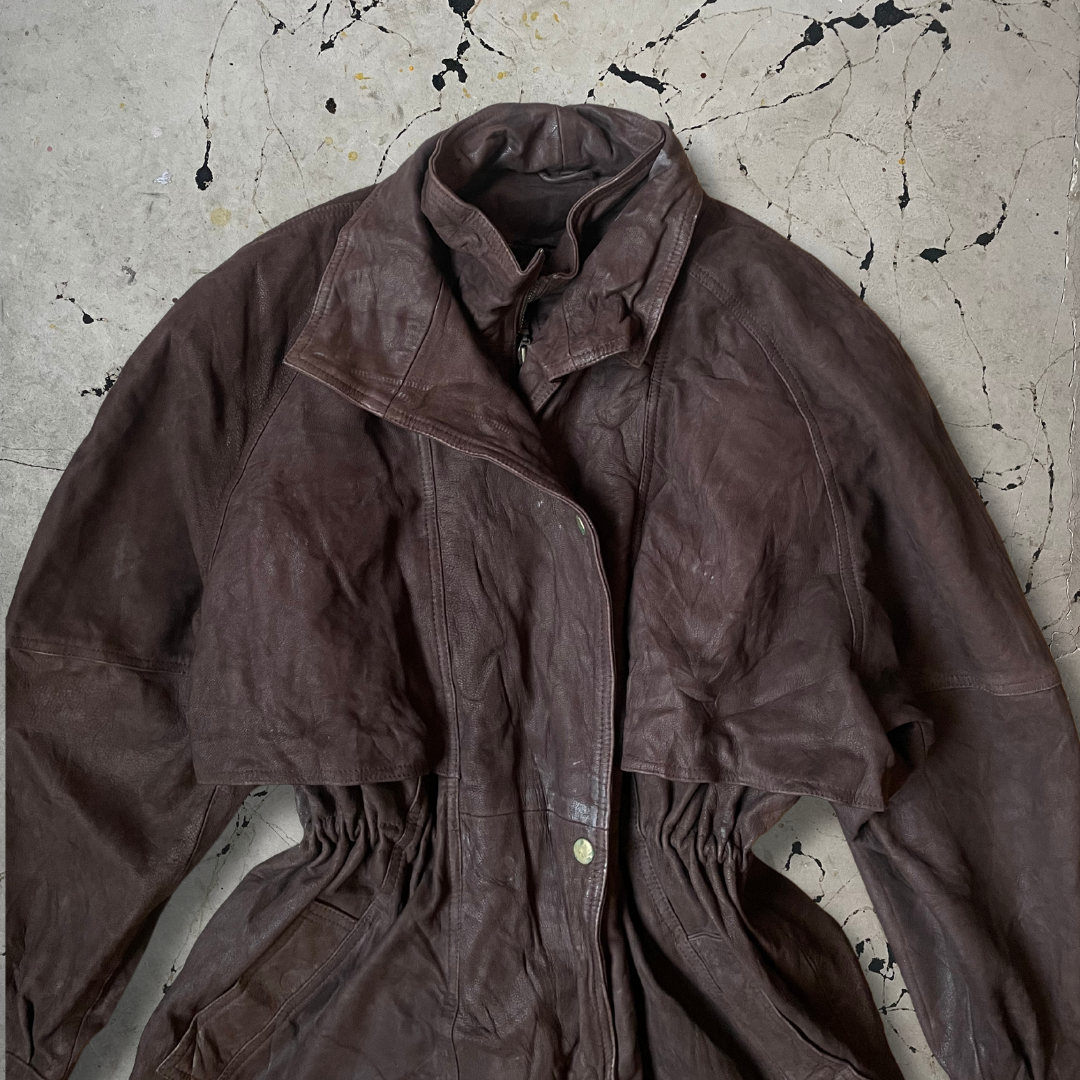 Vintage Brown Leather Smoking Hunter Jacket