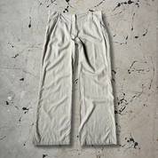 Vintage y2k Beige Low Rise Linen Blend Bootleg Trousers