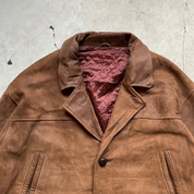 Vintage Massimo Dutti Brown Leather Peacoat