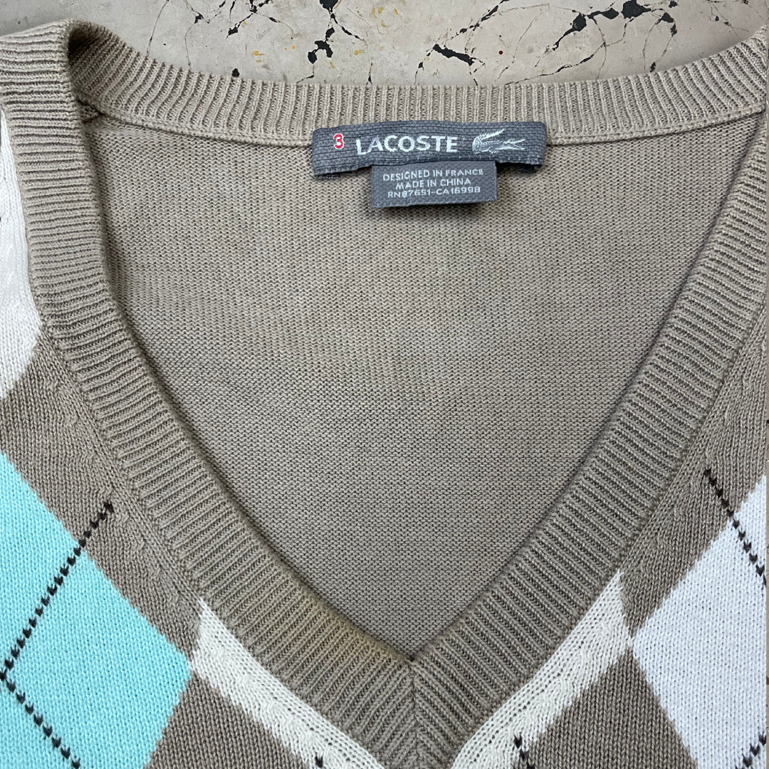 Vintage 90s Lacoste Beige V Neck Vest