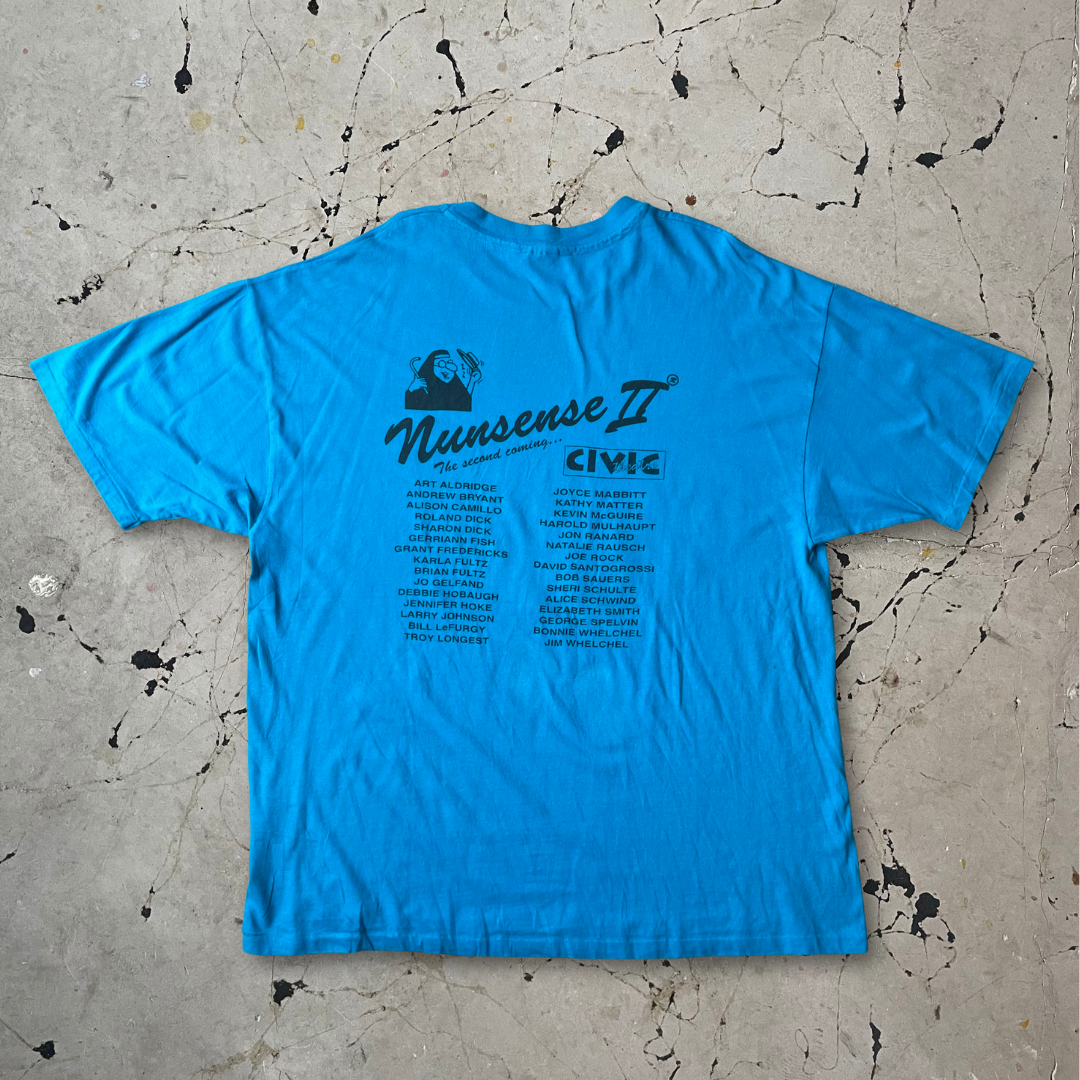 Vintage 1990s Blue Nunsense The Second Coming T-shirt