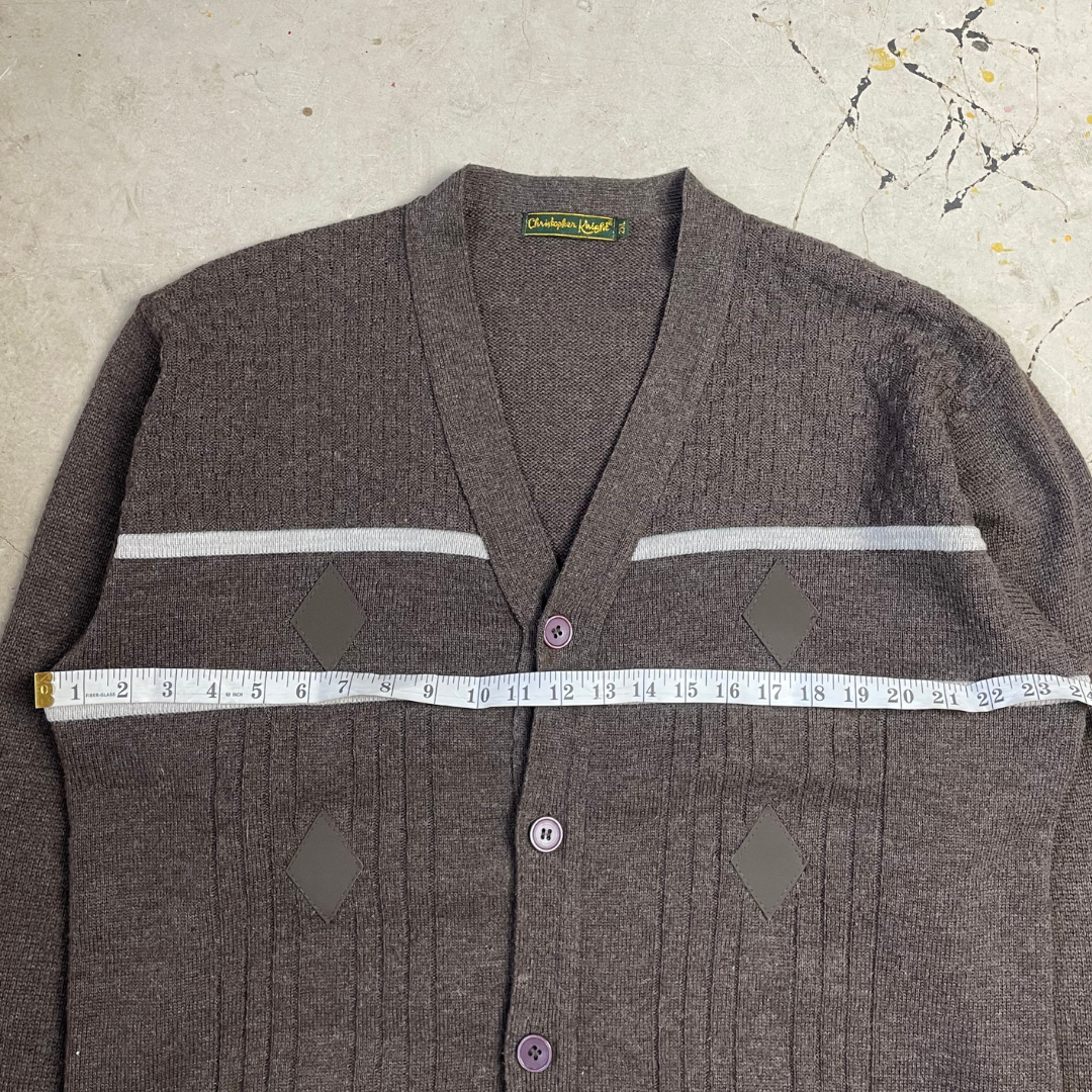 Vintage Brown Knit Grandad Style Cardigan