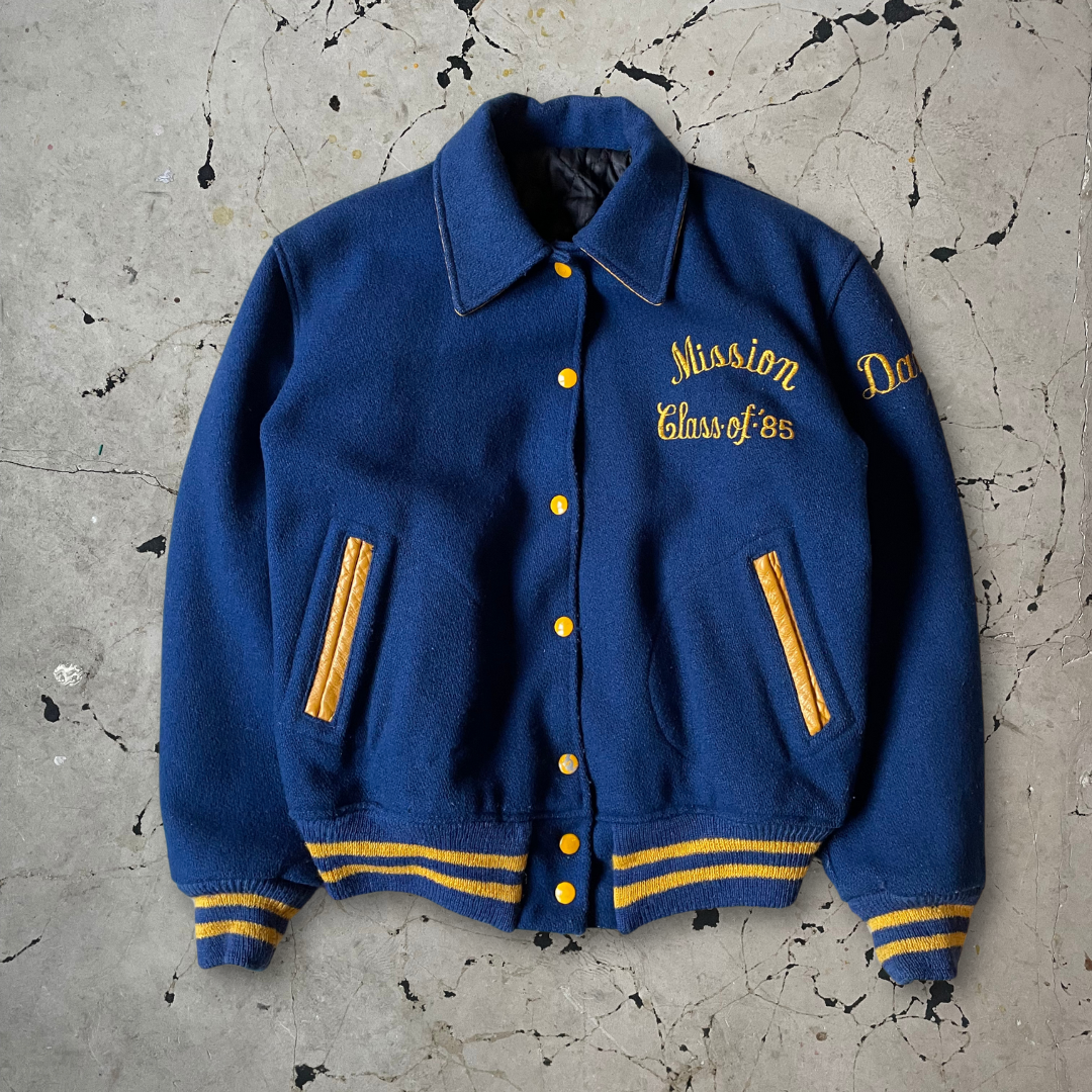 Vintage Navy Blue Mission Class of 1985 Varsity Jacket