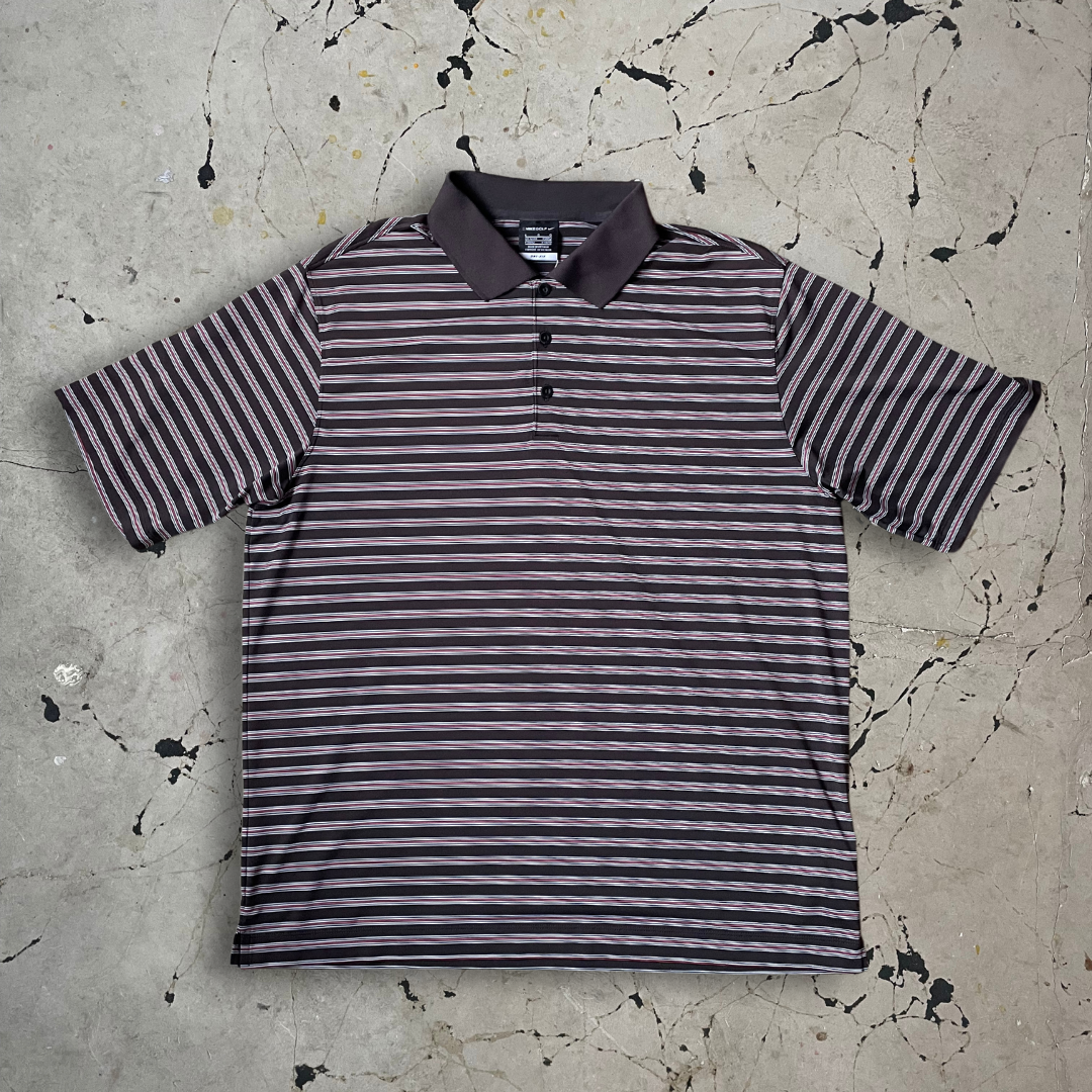 Nike Golf Stripped Polo Shirt in Brown