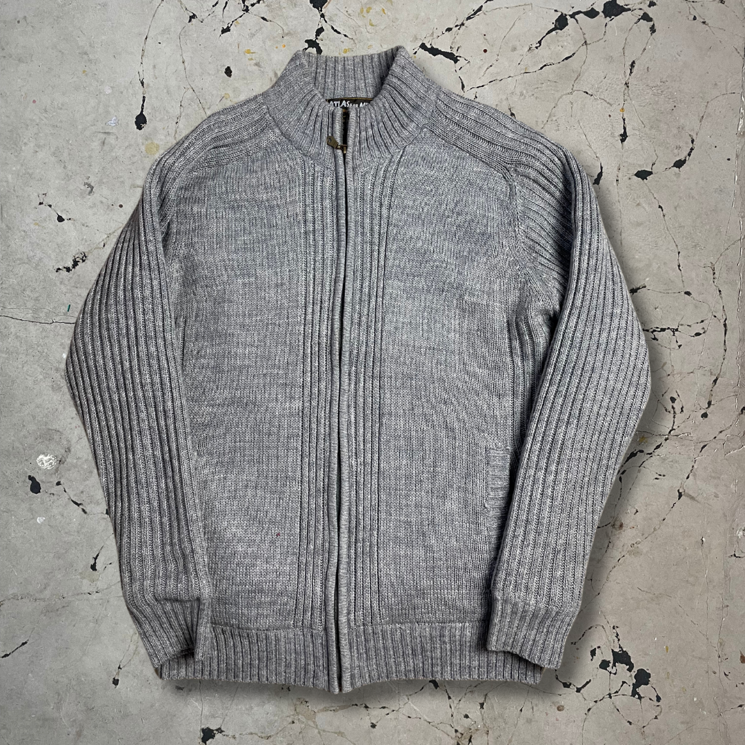 Vintage Grey Zip up Knit Jumper