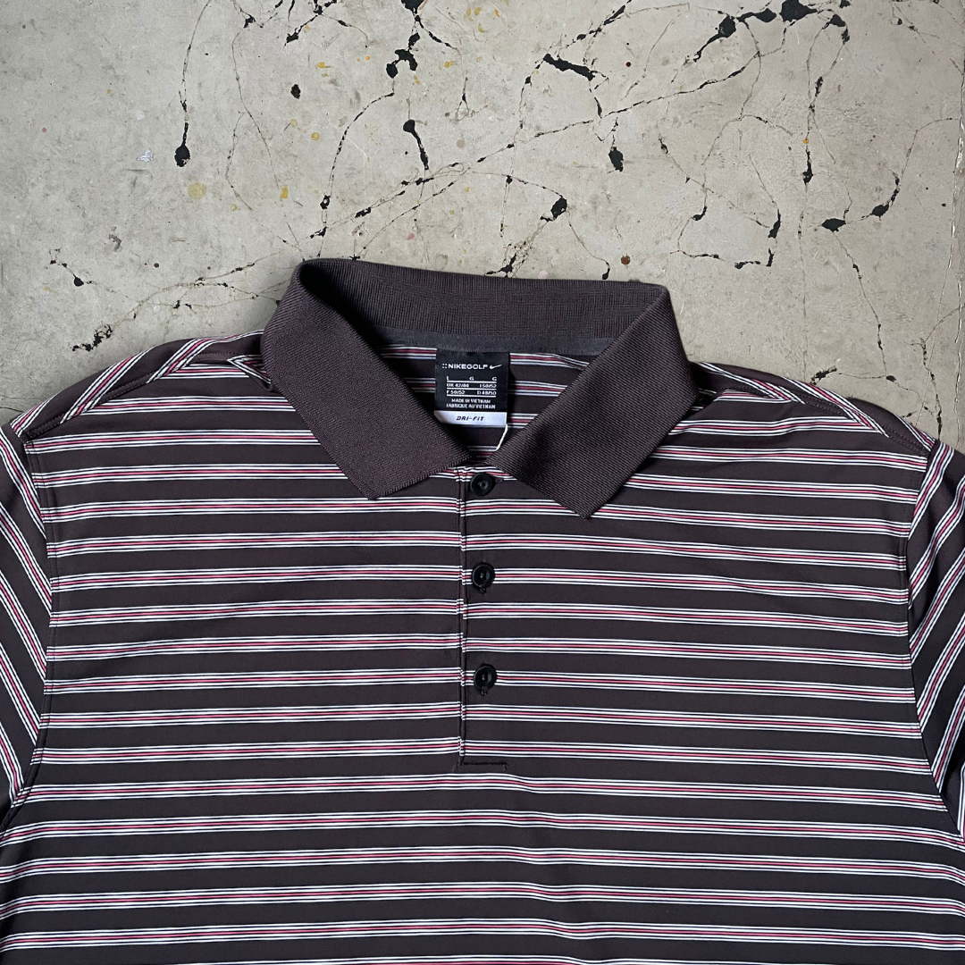 Nike Golf Stripped Polo Shirt in Brown