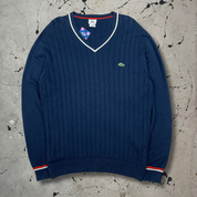 Vintage Lacoste Cable Knit v Neck Jumper