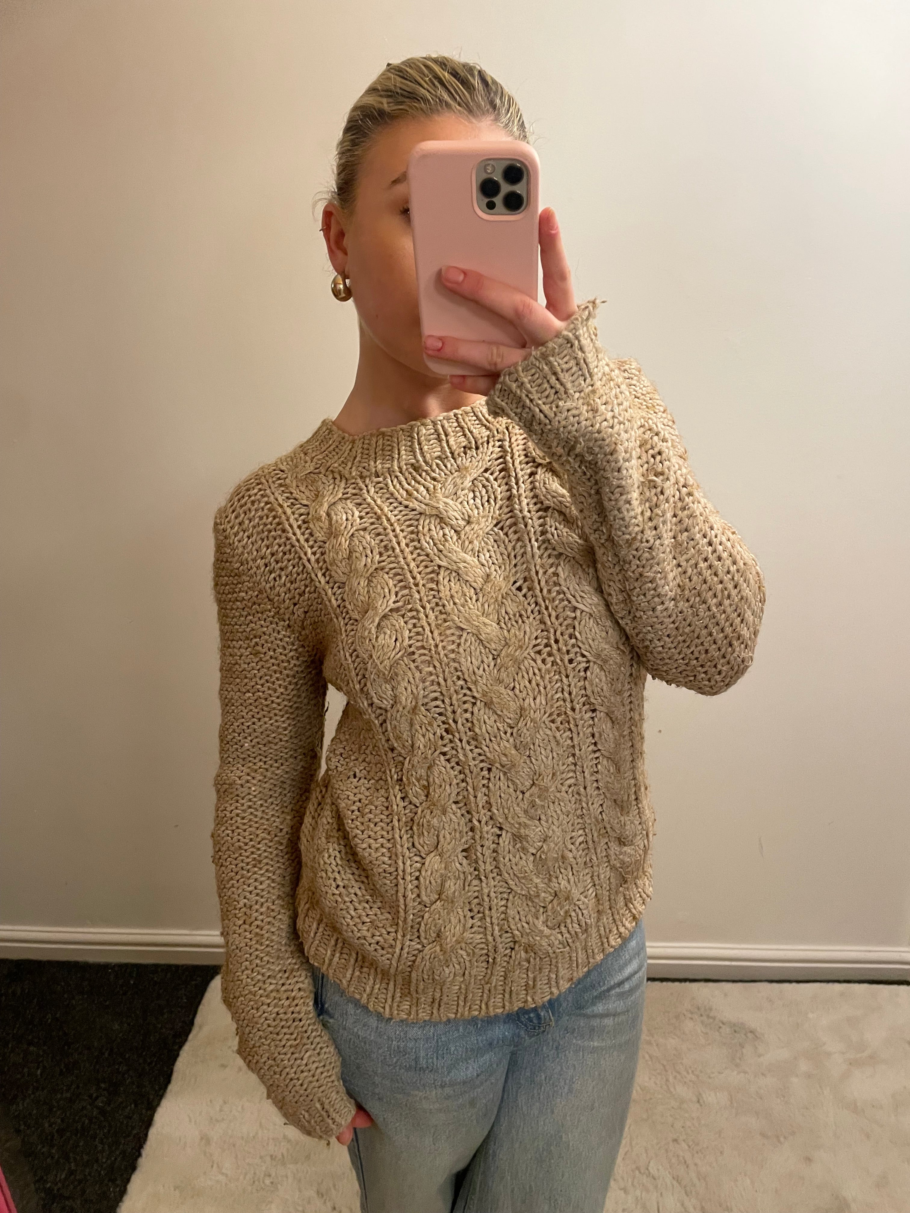 Light Brown Fat Face Fishermans Knit Jumper