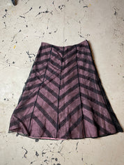 Vintage Peruna Pink and Black Lace Midi Skirt