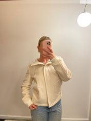 Vintage 00s Cream Wool Blend Zip up Jacket