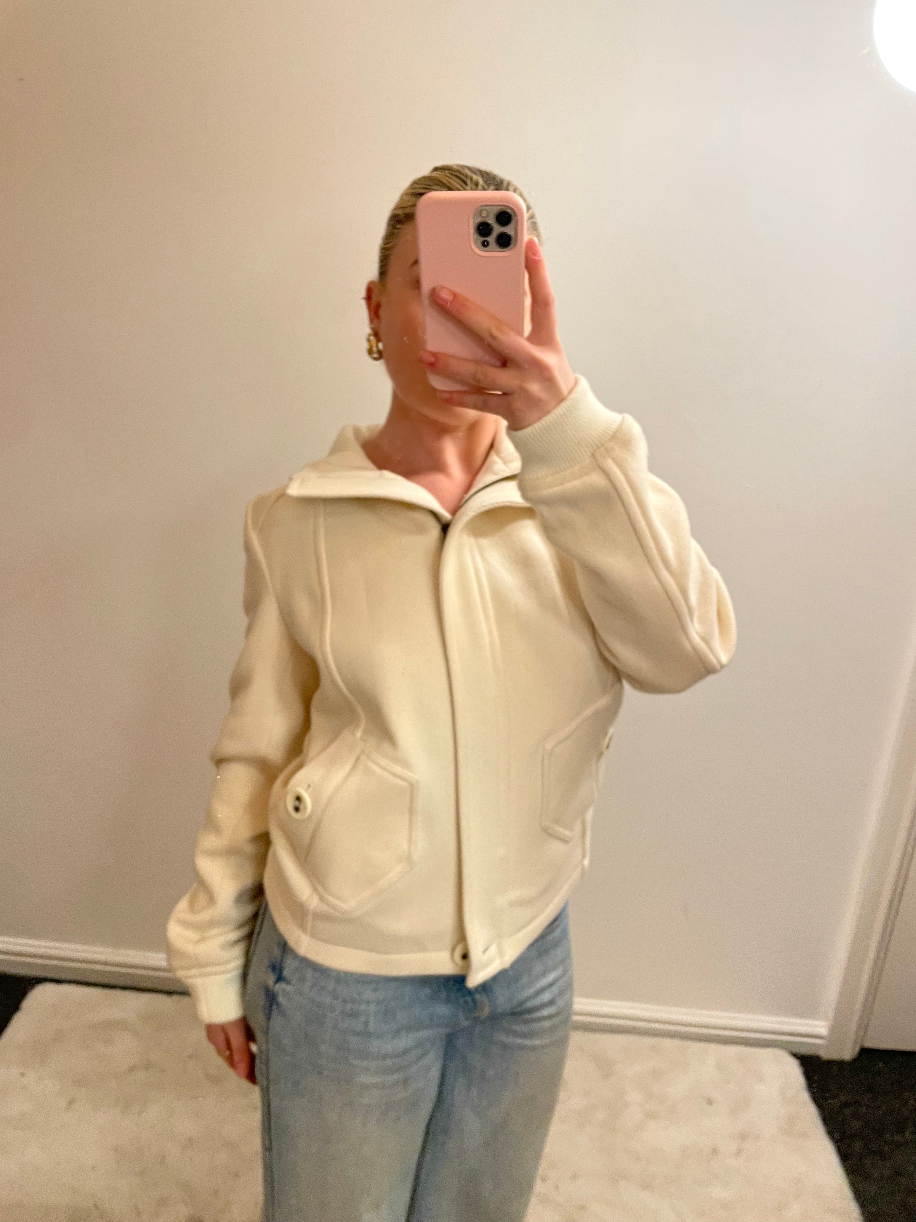 Vintage 00s Cream Wool Blend Zip up Jacket