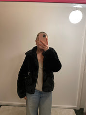 Vintage y2k Black Faux Fur Jacket