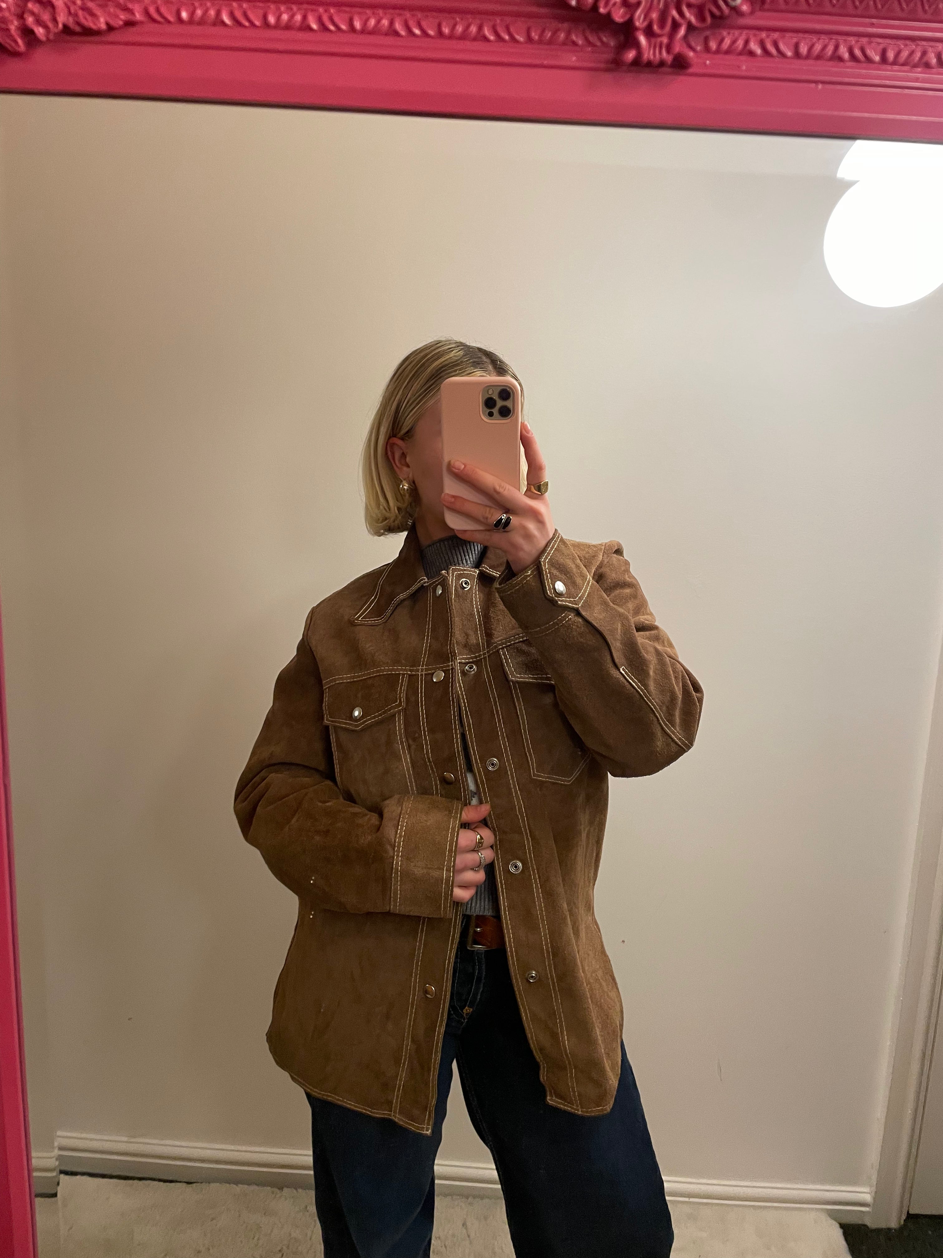 Vintage Brown Suede Leather Jacket