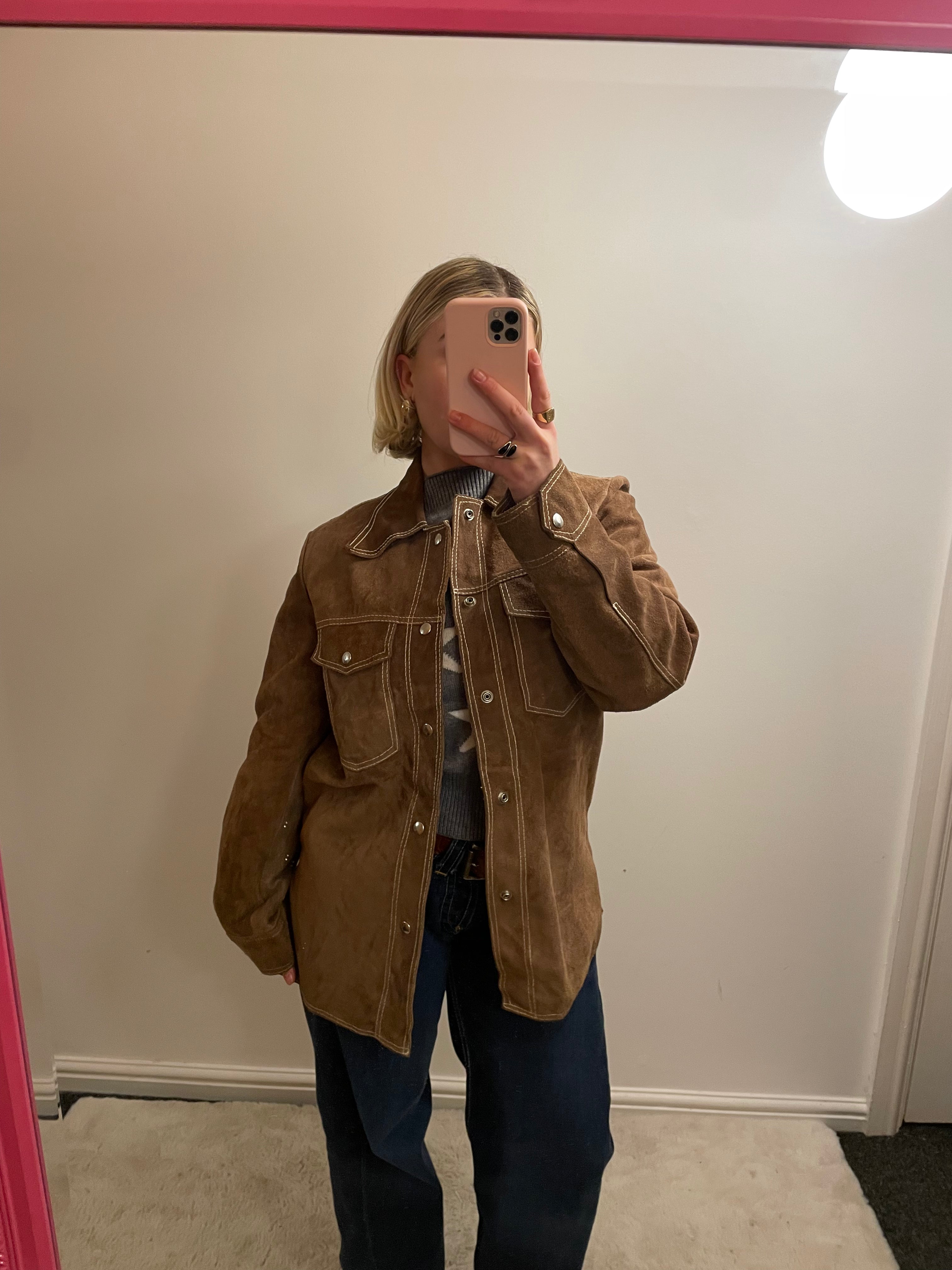 Vintage Brown Suede Leather Jacket