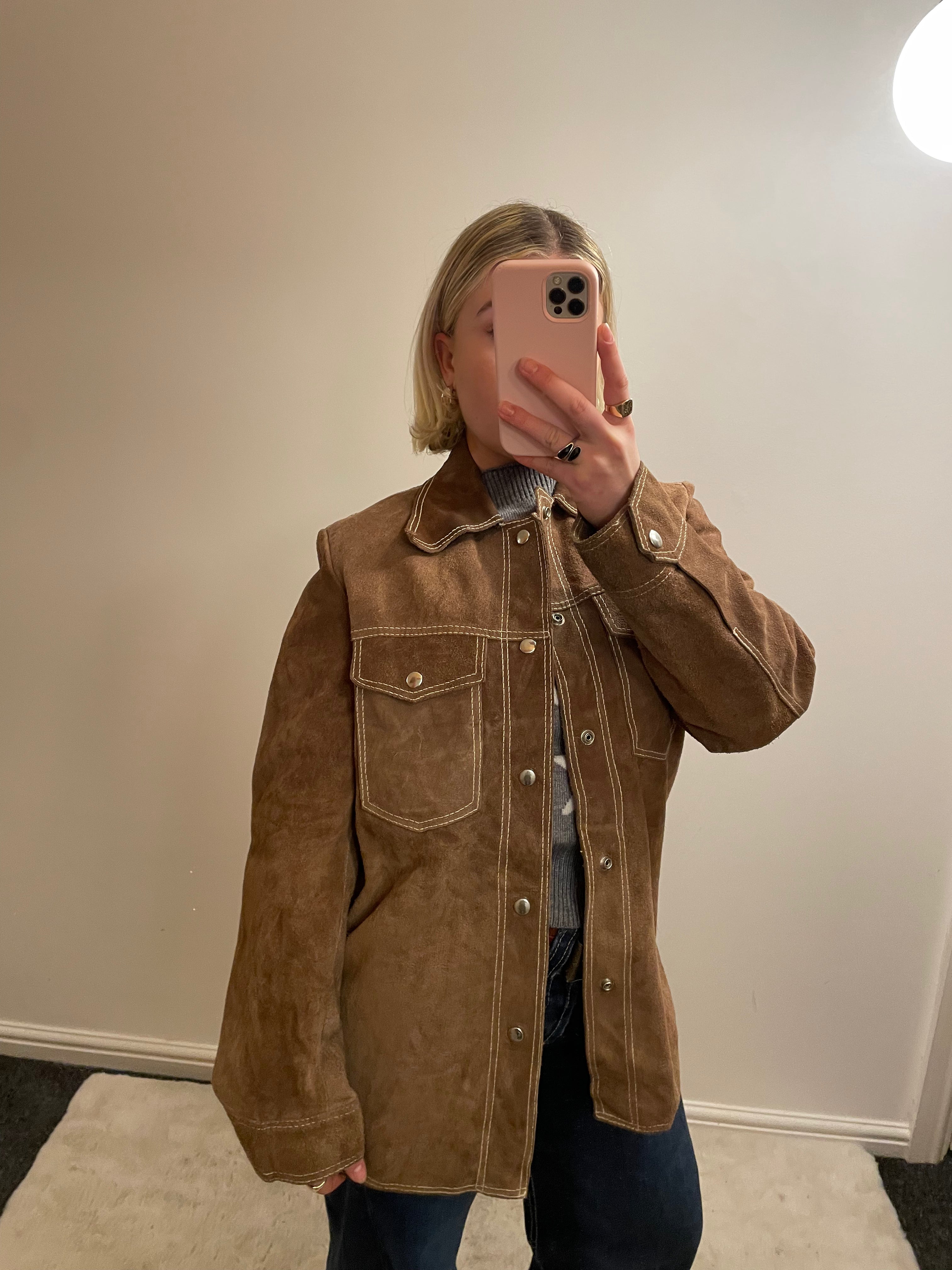 Vintage Brown Suede Leather Jacket