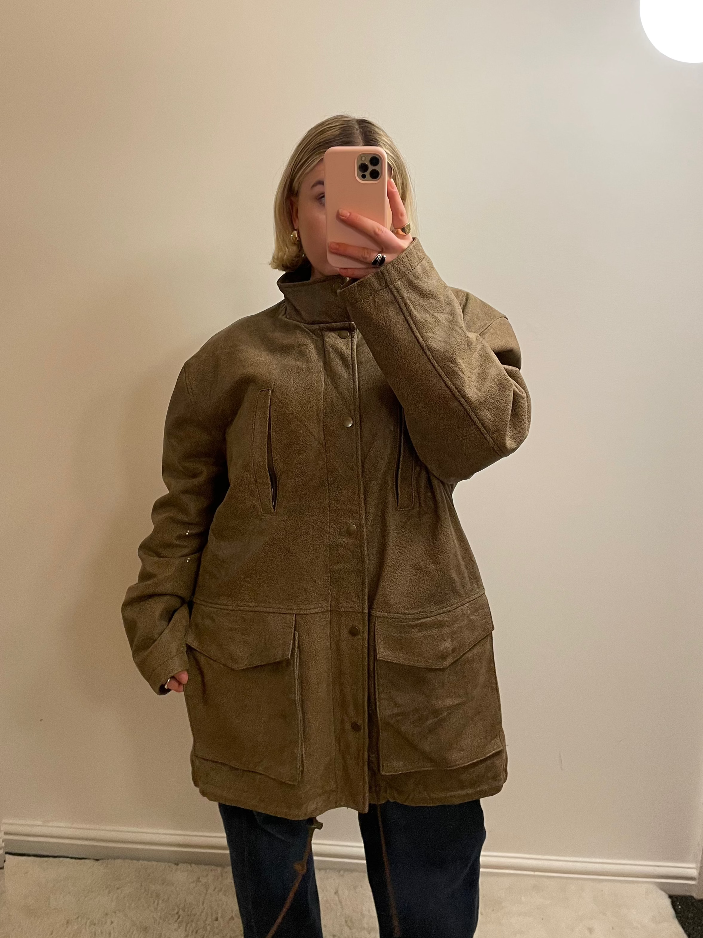 Vintage Brown Leather Oversized Jacket