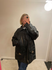 Vintage Black Zip up Long Oversized Jacket