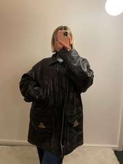 Vintage Black Zip up Long Oversized Jacket