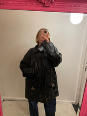 Vintage Black Zip up Long Oversized Jacket