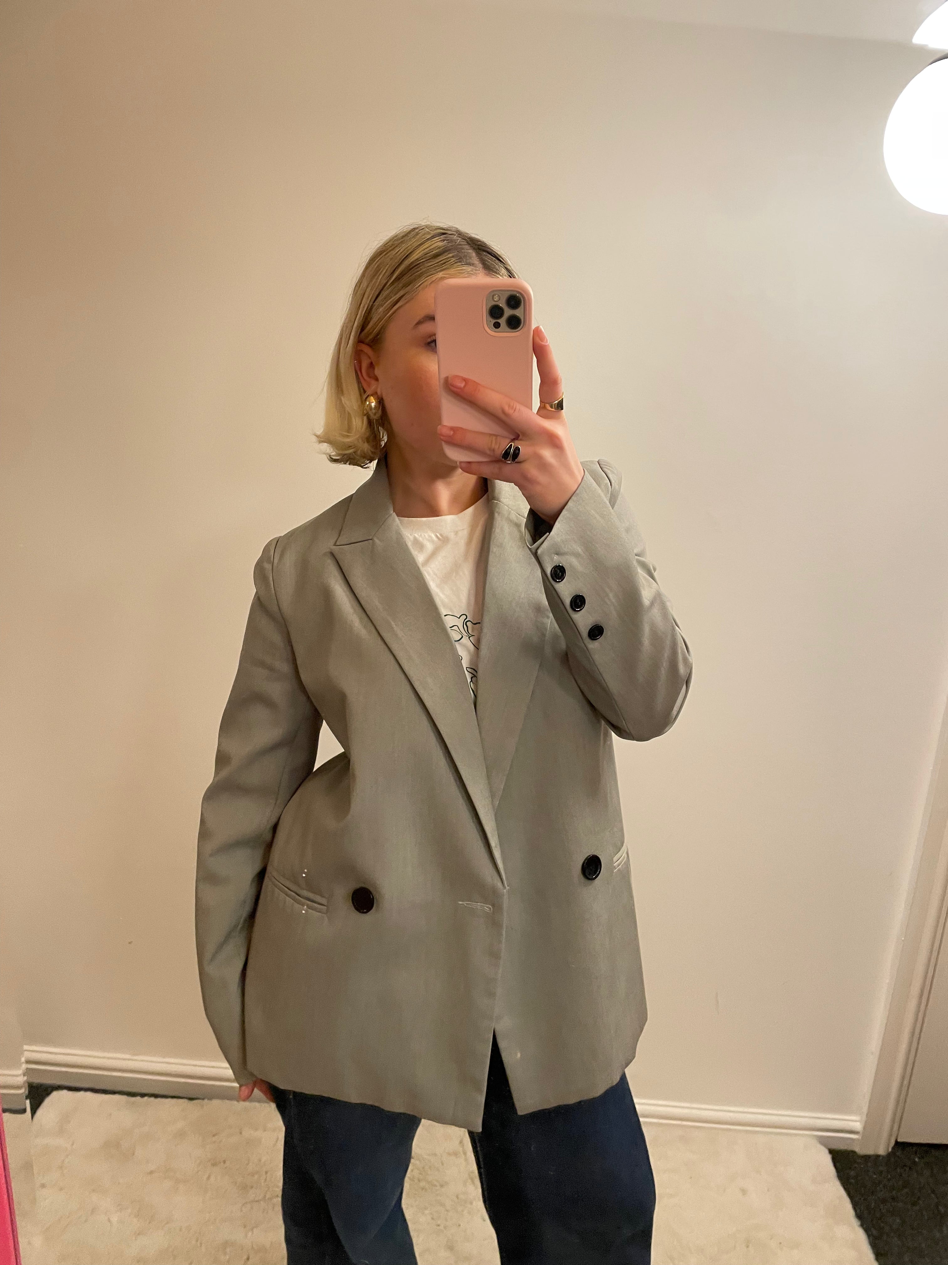 Vintage Oversized Grey Womens Blazer