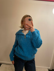 Cobalt Blue 1/4 Zip Knit Jumper from River Island