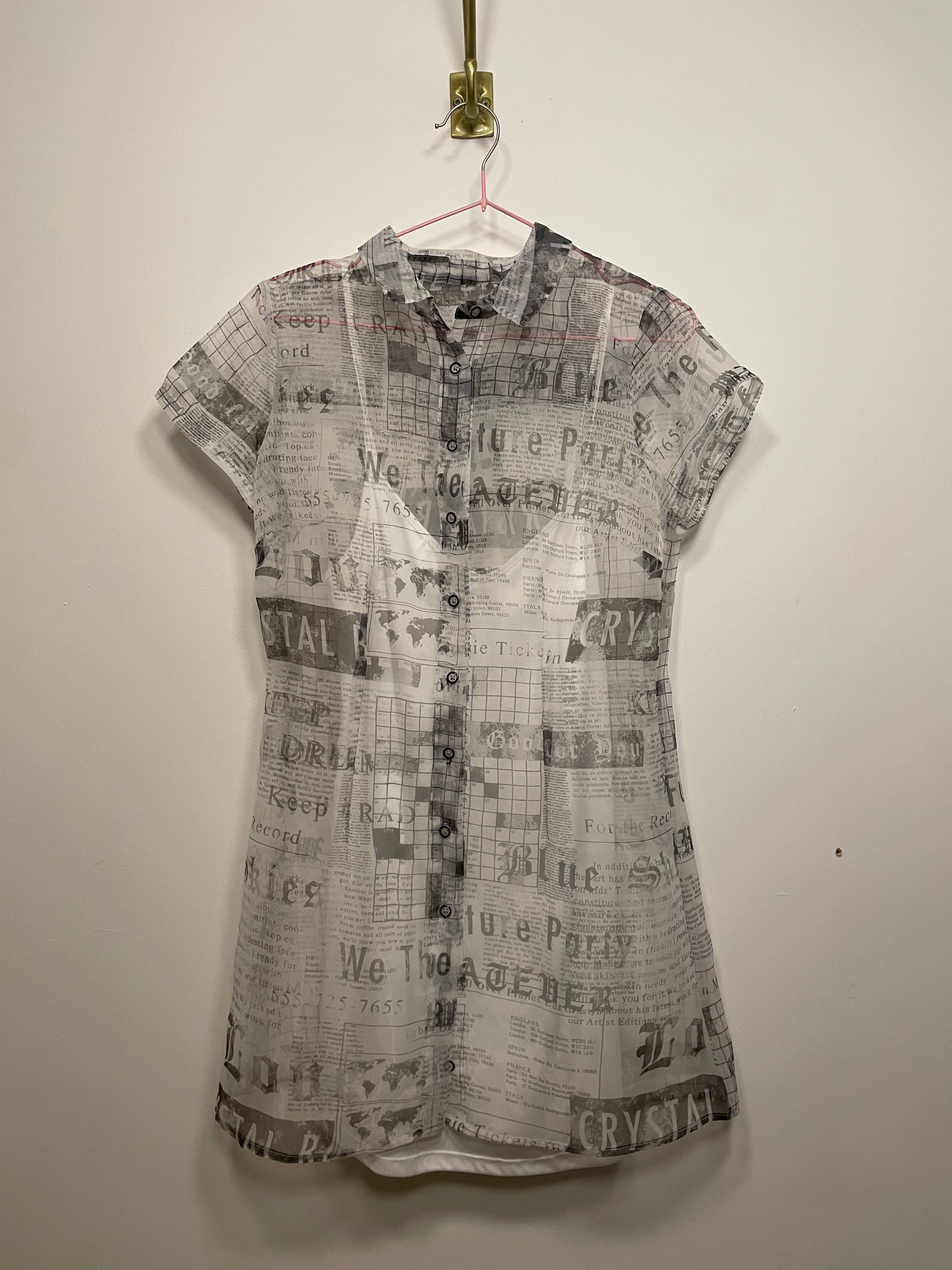 Urban Outfitters Mesh Newspaper Print Dress