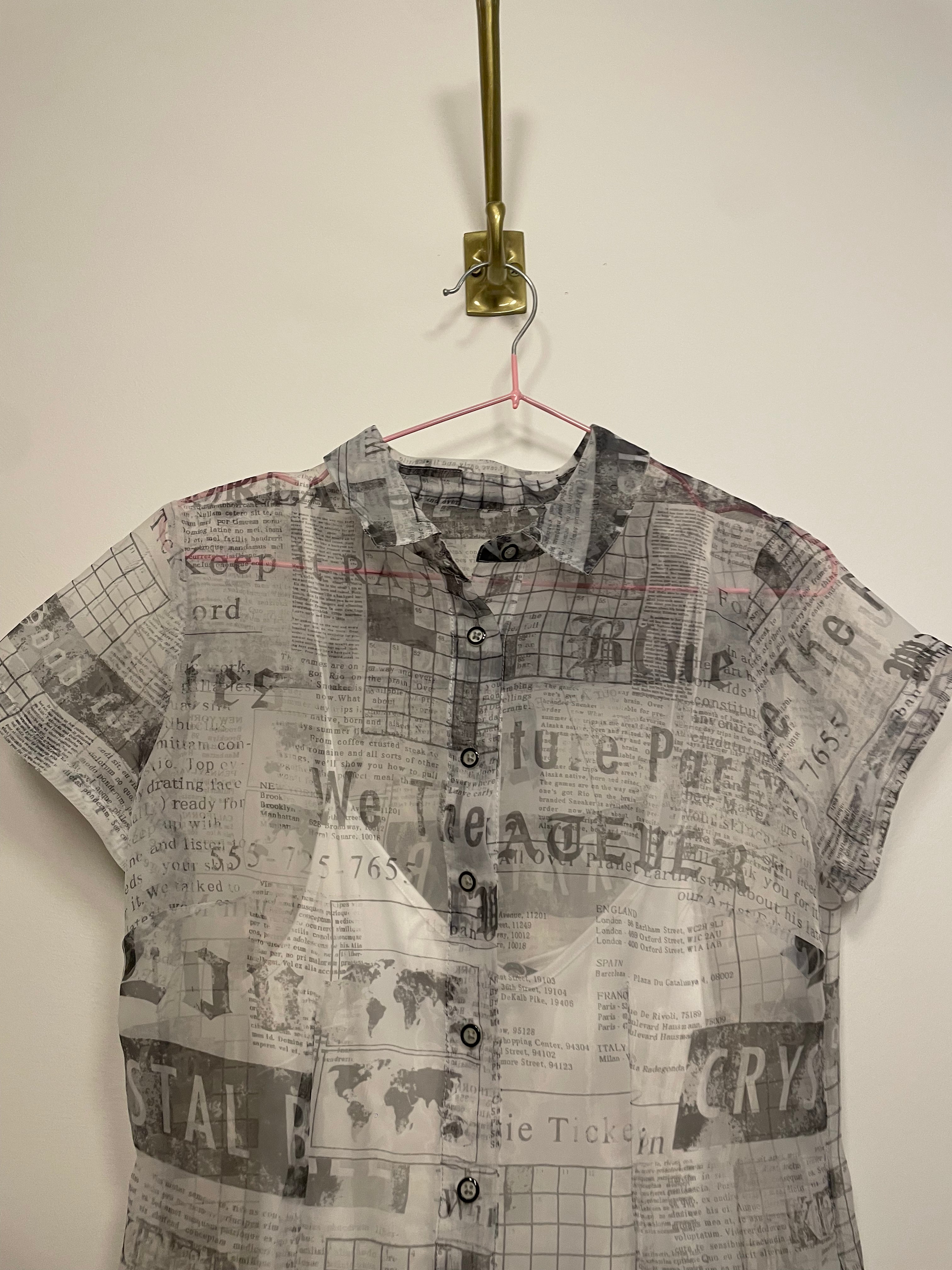 Urban Outfitters Mesh Newspaper Print Dress