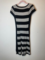 Tommy Hilfiger Grey and Black Striped Knit Midi Dress