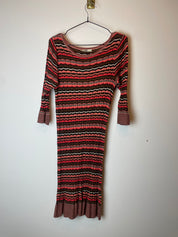 Vintage Y2k Oasis Pink and Brown Stripped Knit Dress