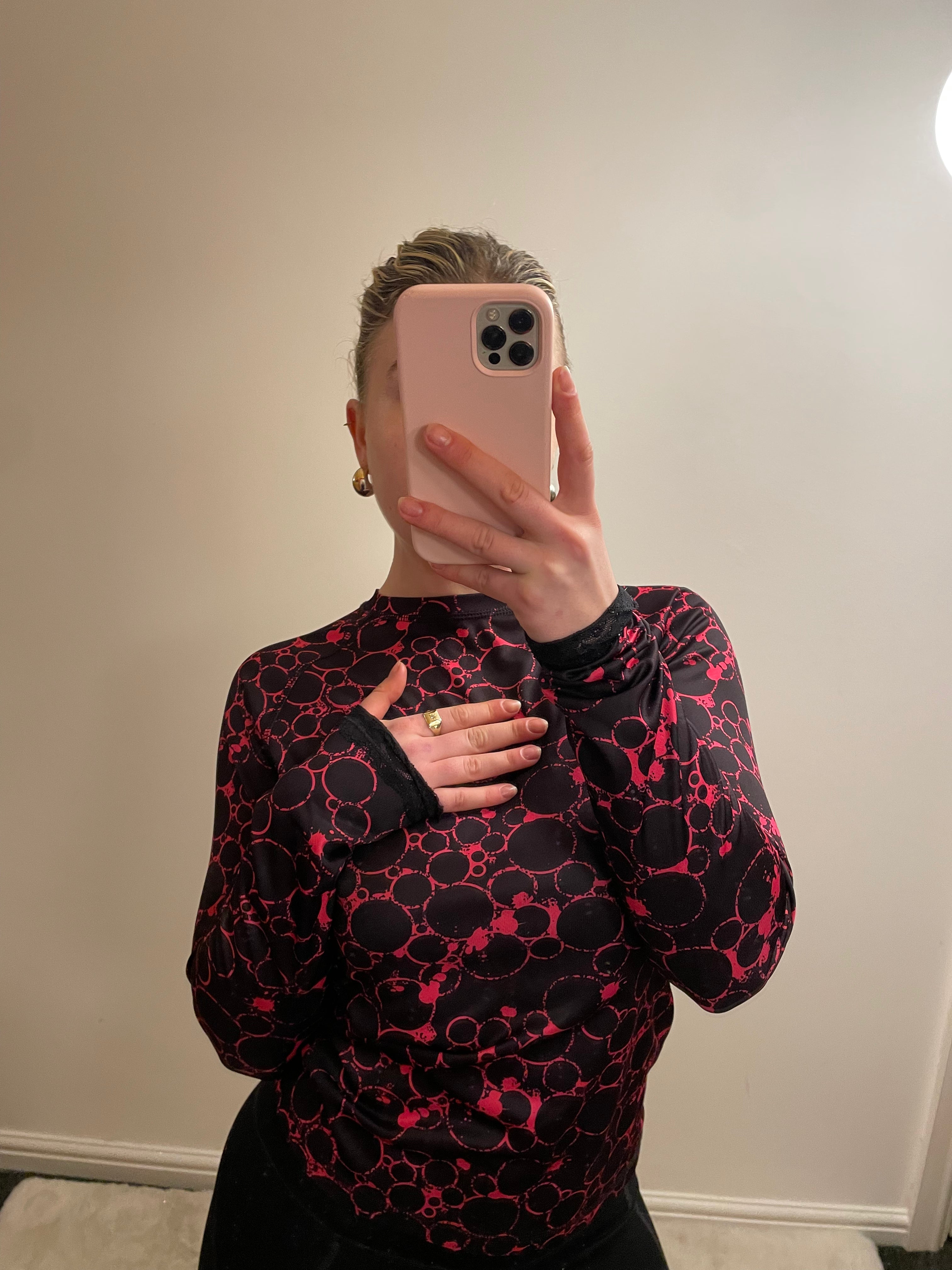 Trespass Black and Pink Marble Print Running Top