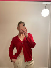 Vintage Chaps Red Knit Cardigan