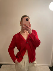 Vintage Chaps Red Knit Cardigan