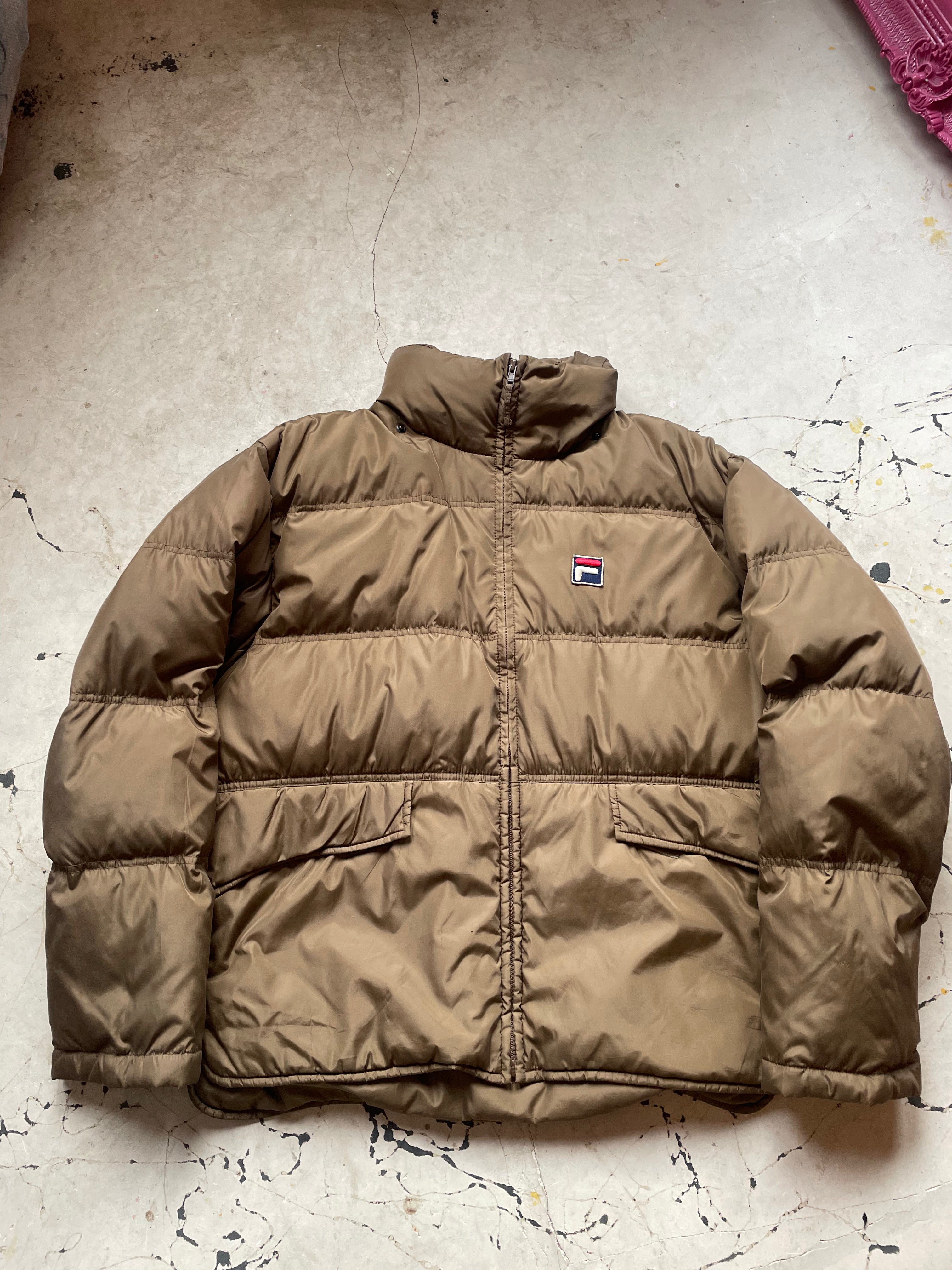 Vintage 90s Fila Brown Puffer Jacket