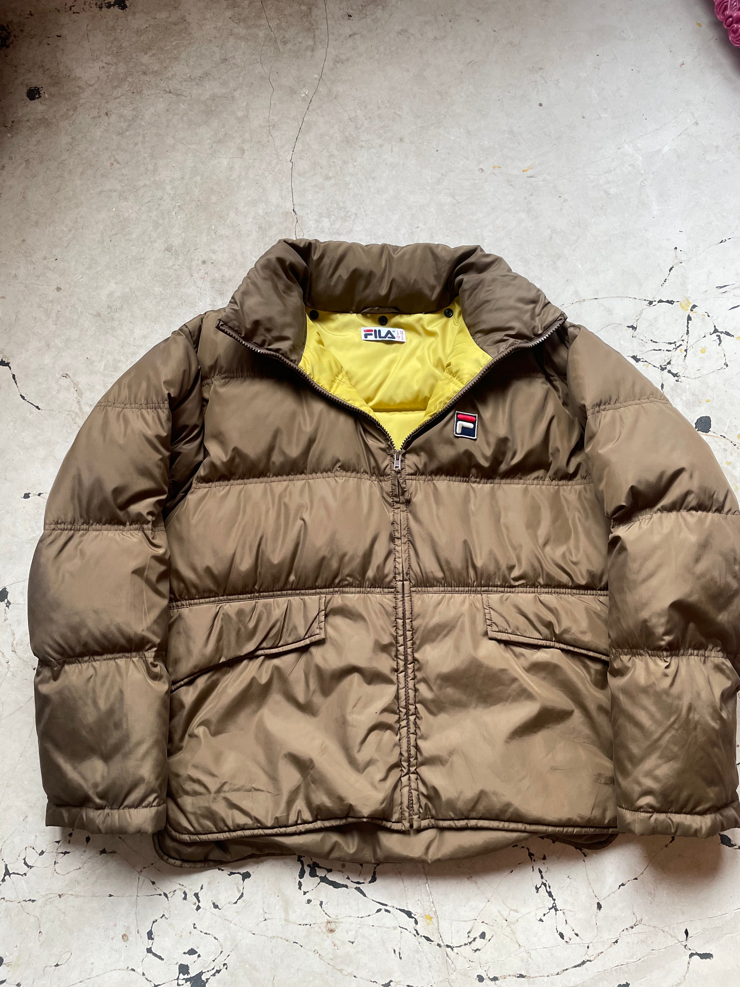 Vintage 90s Fila Brown Puffer Jacket