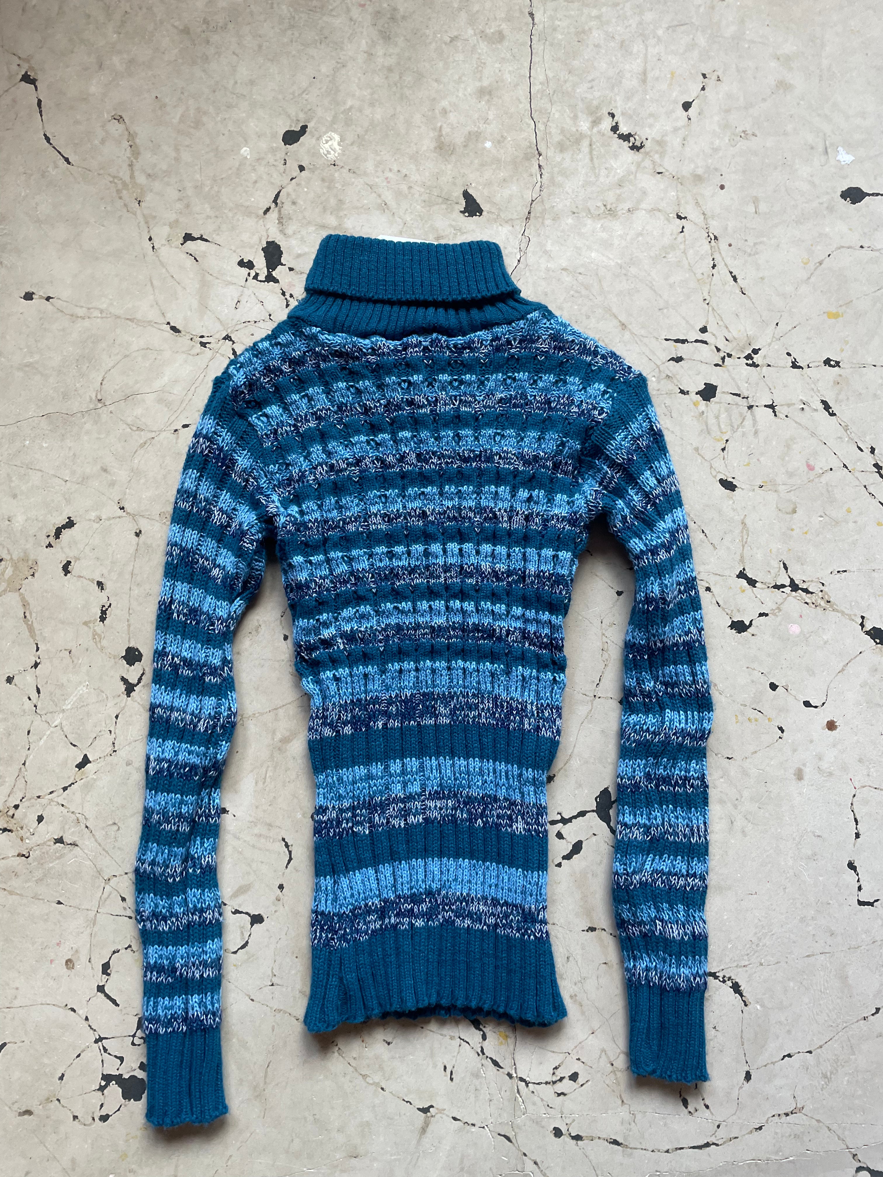 Vintage Chunky Knit Stripped Turtleneck Jumper