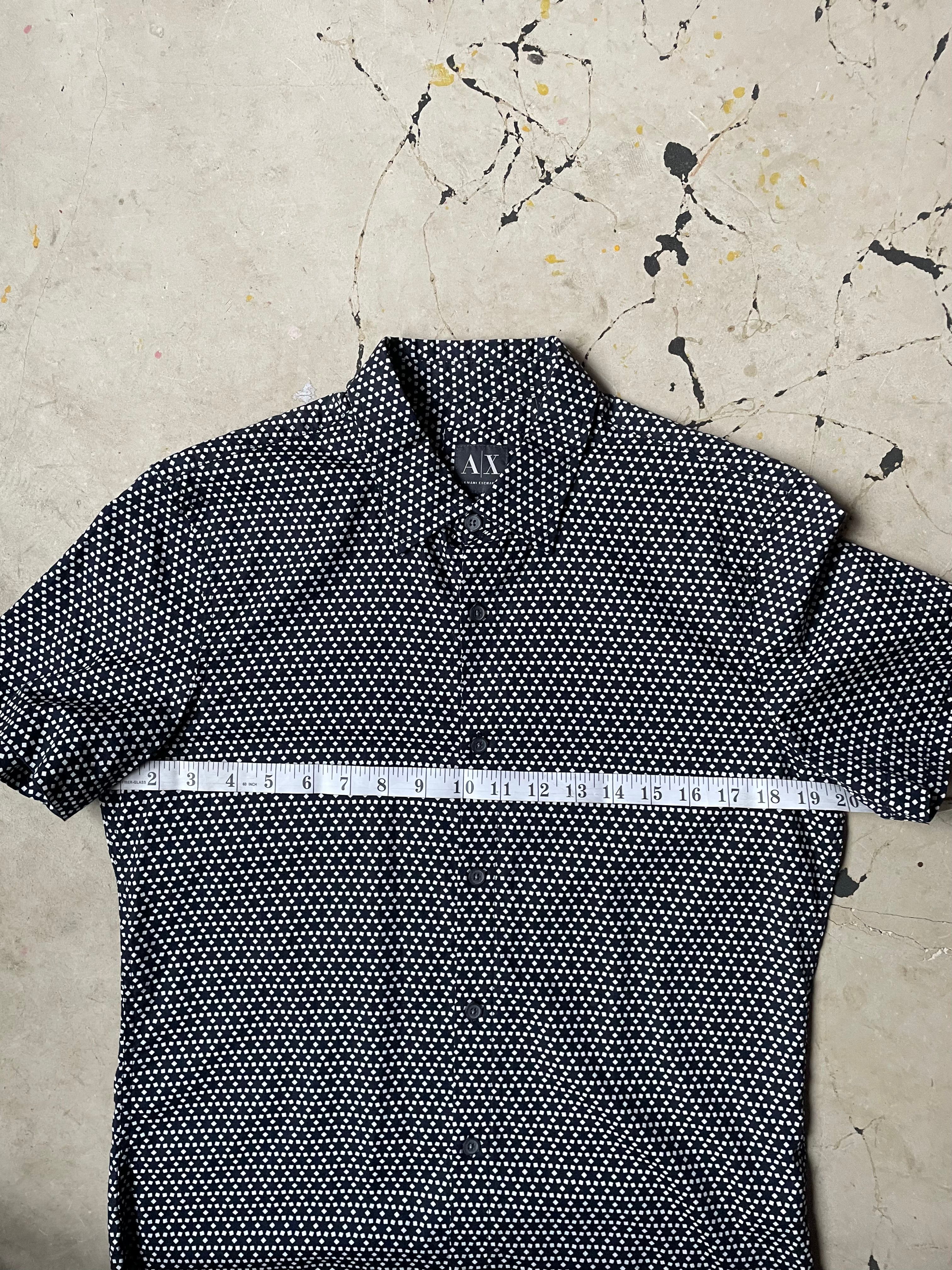 Armani Exchange Black and White Print Fitted Shirt - Size Medium