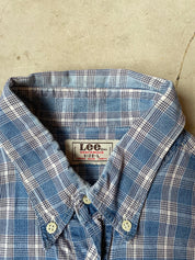 Vintage Lee Blue Tartan Shirt - Size large