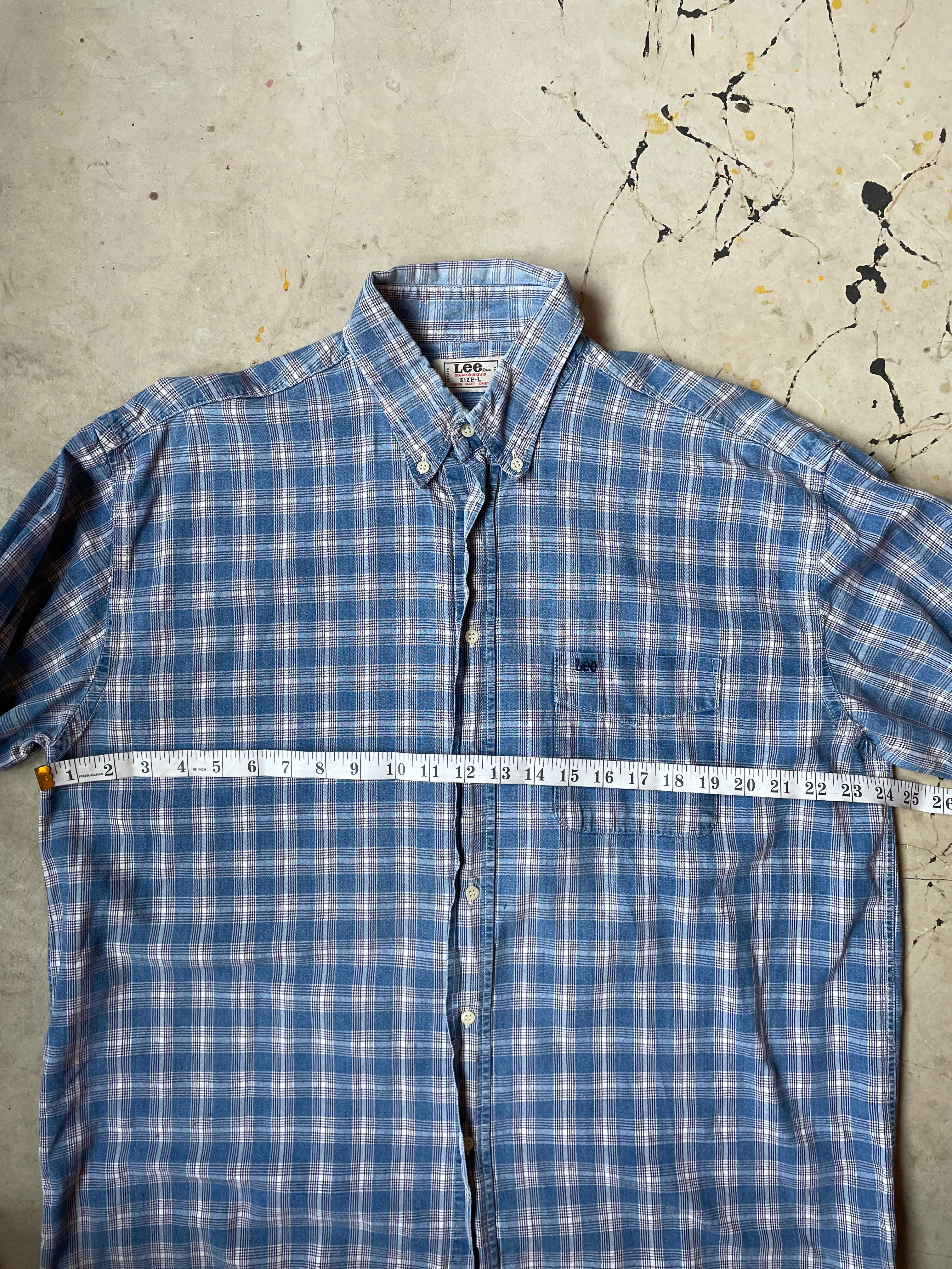 Vintage Lee Blue Tartan Shirt - Size large