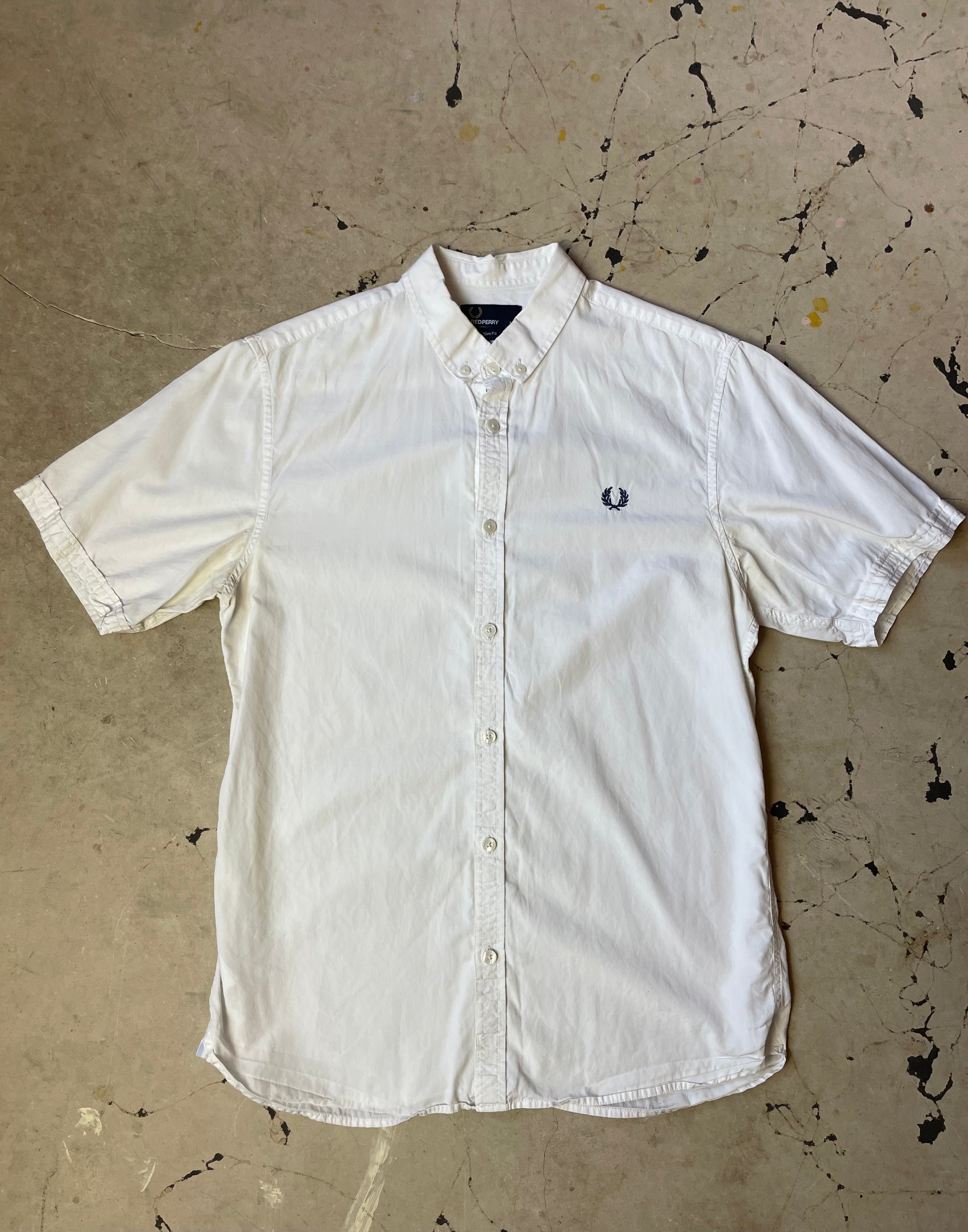 White Fred Perry Short Sleeve Shirt