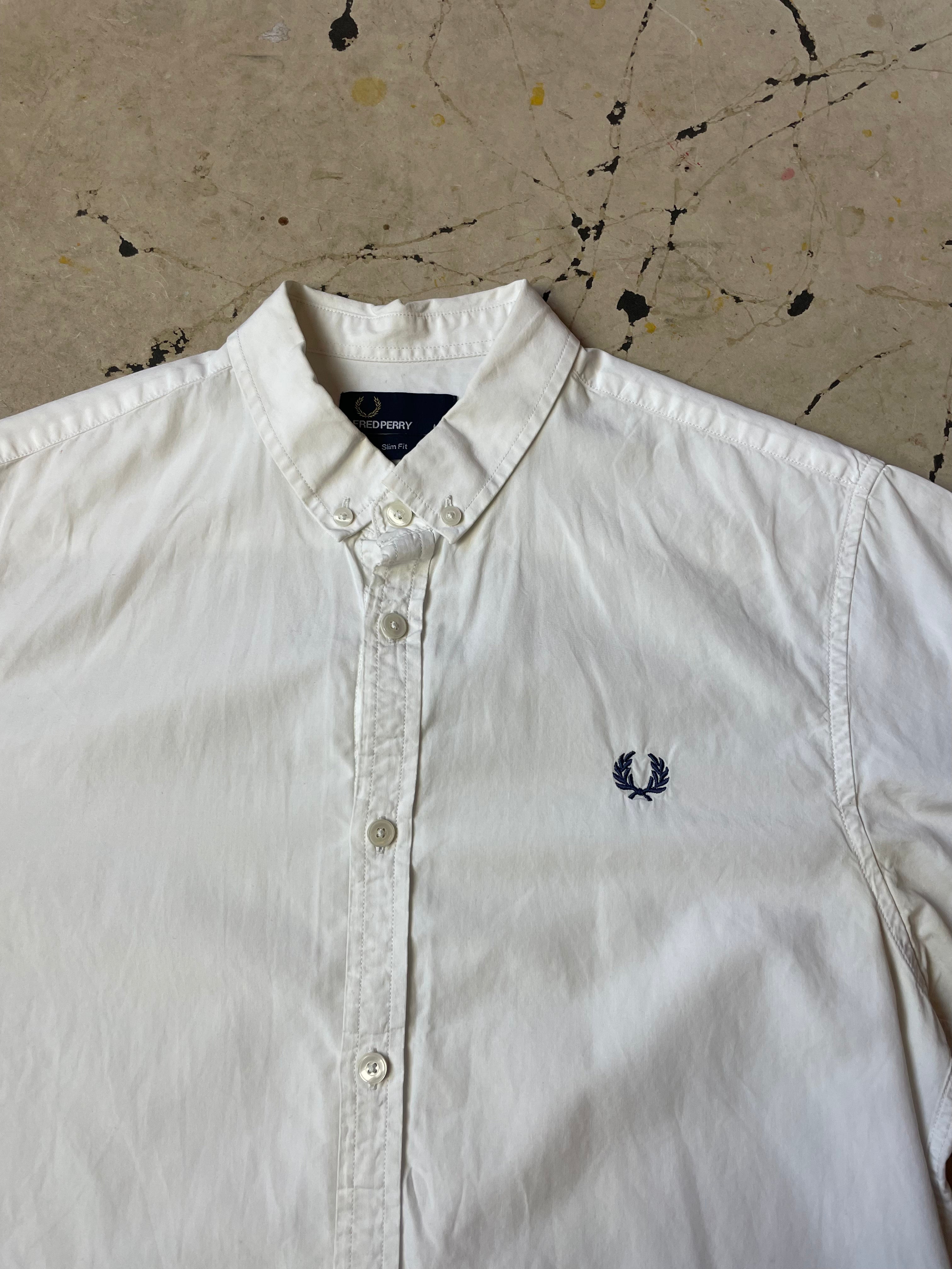 White Fred Perry Short Sleeve Shirt