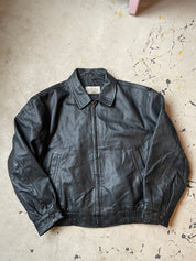 Vintage Black Zip up Harrington Leather Jacket