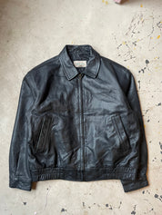 Vintage Black Zip up Harrington Leather Jacket