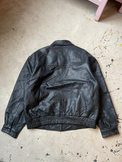 Vintage Black Zip up Harrington Leather Jacket